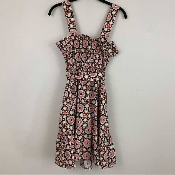 NWOT KATE SPADE geometric shirred pink and brown sundress - Picture 8 of 8
